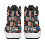 USA Denim Patchwork Pattern Print High Top Leather Sneakers