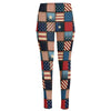 USA Denim Patchwork Pattern Print High-Waisted Pocket Leggings