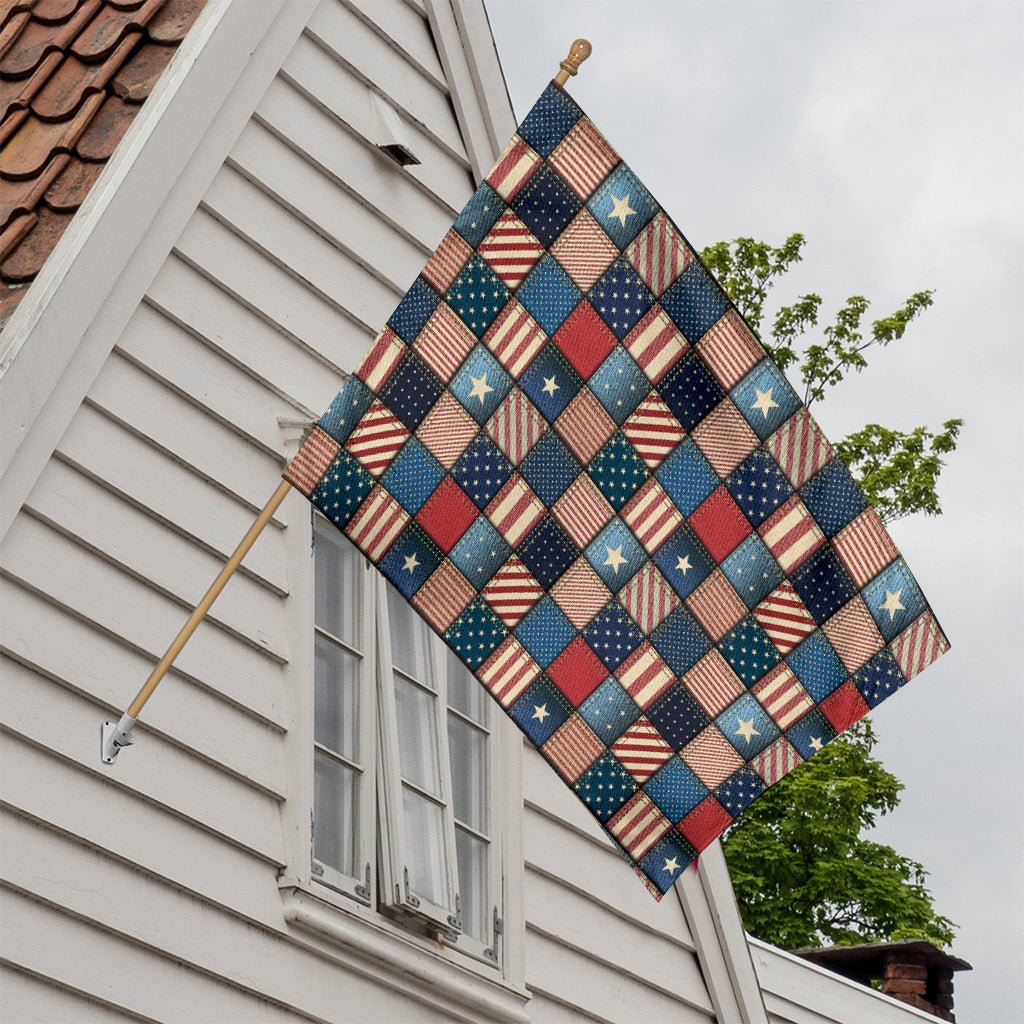USA Denim Patchwork Pattern Print House Flag