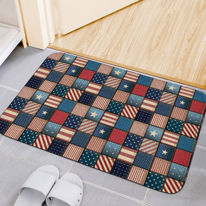 USA Denim Patchwork Pattern Print Indoor Door Mat