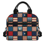 USA Denim Patchwork Pattern Print Insulated Lunch Bag