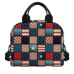 USA Denim Patchwork Pattern Print Insulated Lunch Bag