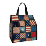 USA Denim Patchwork Pattern Print Insulated Lunch Tote