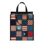 USA Denim Patchwork Pattern Print Insulated Lunch Tote