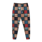 USA Denim Patchwork Pattern Print Jogger Pants