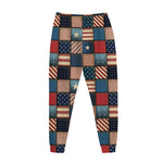 USA Denim Patchwork Pattern Print Jogger Pants
