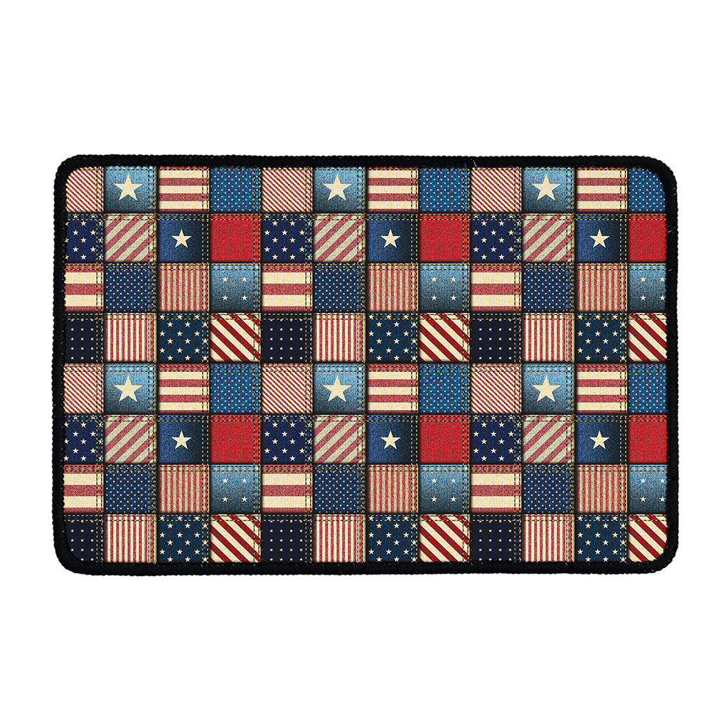 USA Denim Patchwork Pattern Print Kitchen Mat