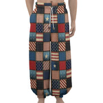 USA Denim Patchwork Pattern Print Lantern Pants