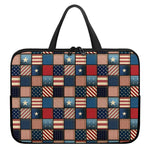 USA Denim Patchwork Pattern Print Laptop Sleeve With Handle