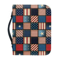 USA Denim Patchwork Pattern Print Leather Bible Cover
