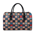 USA Denim Patchwork Pattern Print Leather Duffel Bag