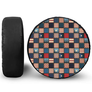 USA Denim Patchwork Pattern Print Leather Spare Tire Cover