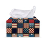 USA Denim Patchwork Pattern Print Leather Tissue Box Cover