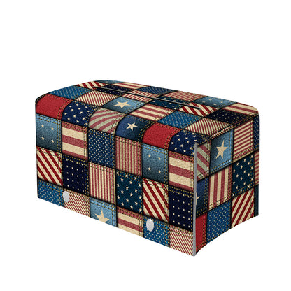 USA Denim Patchwork Pattern Print Leather Tissue Box Cover