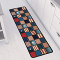 USA Denim Patchwork Pattern Print Long Kitchen Mat