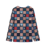 USA Denim Patchwork Pattern Print Long Sleeve Short Coat