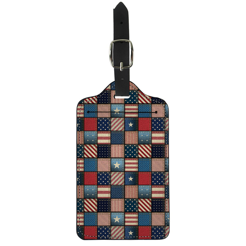 USA Denim Patchwork Pattern Print Luggage Tag