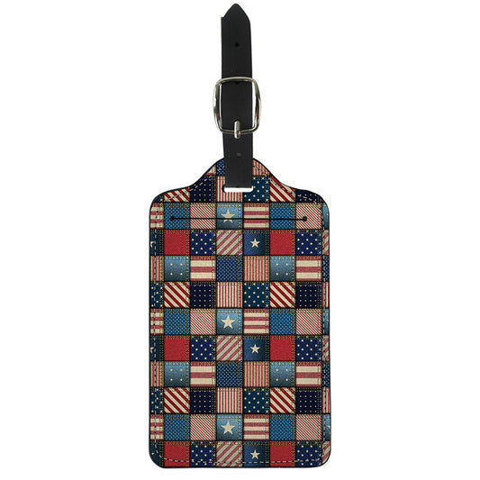 USA Denim Patchwork Pattern Print Luggage Tag