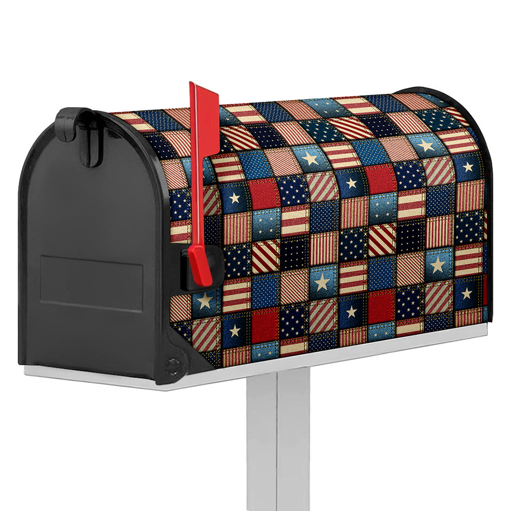USA Denim Patchwork Pattern Print Mailbox Cover
