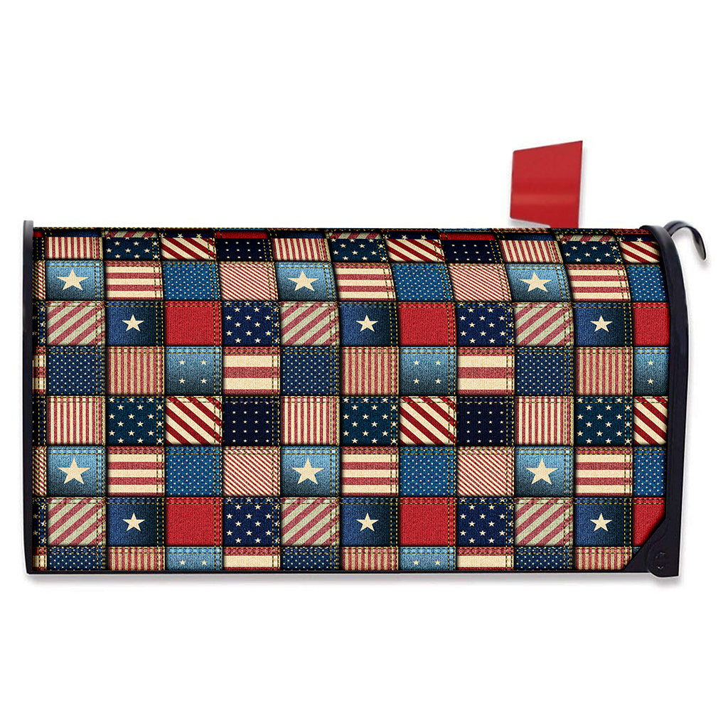 USA Denim Patchwork Pattern Print Mailbox Cover
