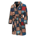 USA Denim Patchwork Pattern Print Men's Bathrobe
