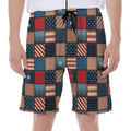 USA Denim Patchwork Pattern Print Men's Beach Shorts