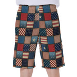 USA Denim Patchwork Pattern Print Men's Beach Shorts