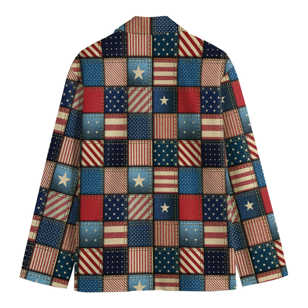 USA Denim Patchwork Pattern Print Men's Blazer