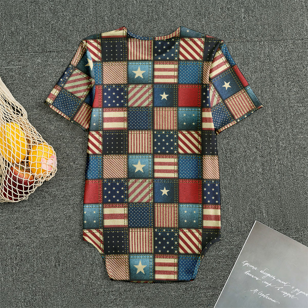 USA Denim Patchwork Pattern Print Men's Bodysuit