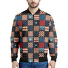 USA Denim Patchwork Pattern Print Men's Bomber Jacket