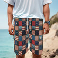 USA Denim Patchwork Pattern Print Men's Cargo Shorts