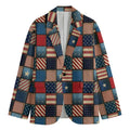 USA Denim Patchwork Pattern Print Men's Cotton Blazer