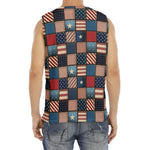 USA Denim Patchwork Pattern Print Men's Fitness Tank Top