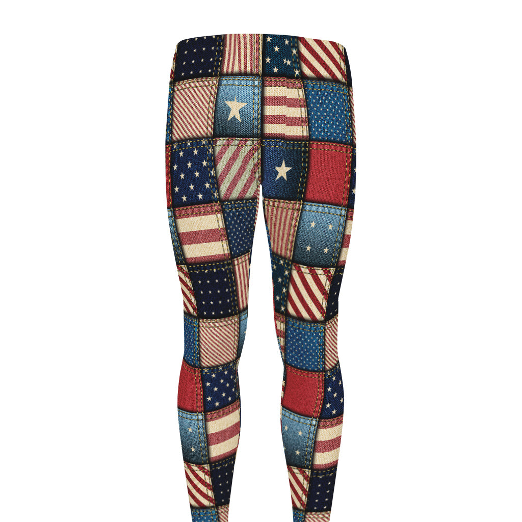 USA Denim Patchwork Pattern Print Men's leggings