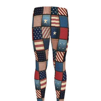 USA Denim Patchwork Pattern Print Men's leggings