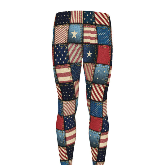 USA Denim Patchwork Pattern Print Men's leggings