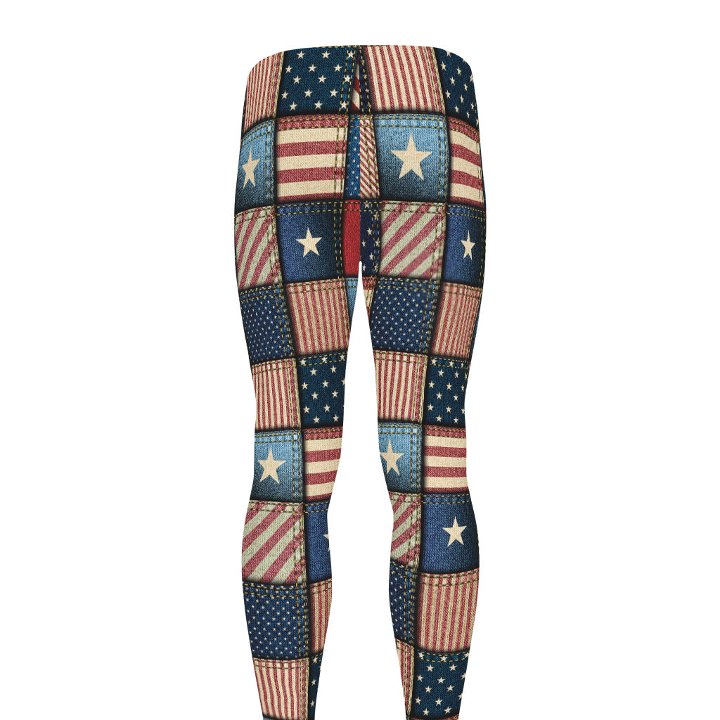 USA Denim Patchwork Pattern Print Men's leggings