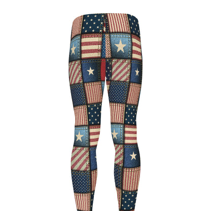 USA Denim Patchwork Pattern Print Men's leggings