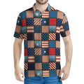 USA Denim Patchwork Pattern Print Men's Polo Shirt