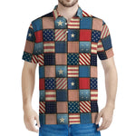 USA Denim Patchwork Pattern Print Men's Polo Shirt