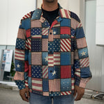USA Denim Patchwork Pattern Print Men's Shirt Jacket
