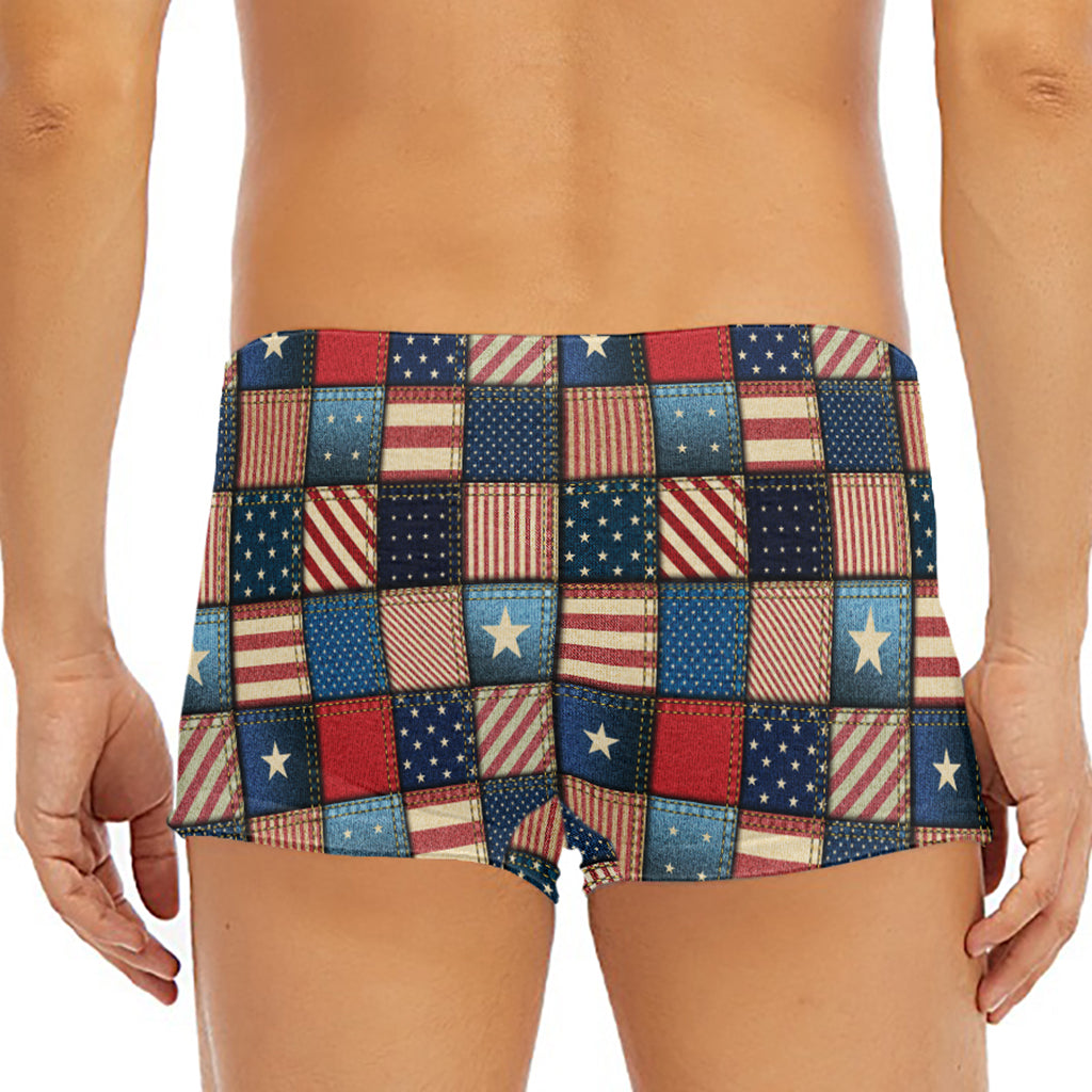 USA Denim Patchwork Pattern Print Men's Short Boxer Briefs
