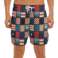 USA Denim Patchwork Pattern Print Men's Split Running Shorts