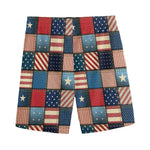 USA Denim Patchwork Pattern Print Men's Sports Shorts