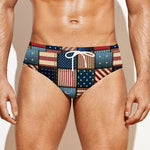 USA Denim Patchwork Pattern Print Men's Swim Briefs
