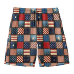 USA Denim Patchwork Pattern Print Men's Swim Trunks