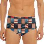 USA Denim Patchwork Pattern Print Men's Triangle Swim Briefs