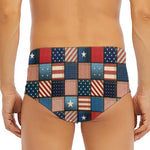 USA Denim Patchwork Pattern Print Men's Triangle Swim Briefs