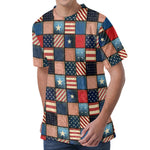 USA Denim Patchwork Pattern Print Men's Velvet T-Shirt
