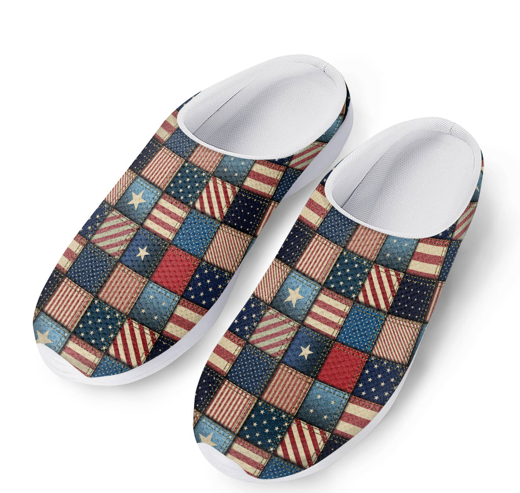 USA Denim Patchwork Pattern Print Mesh Casual Shoes